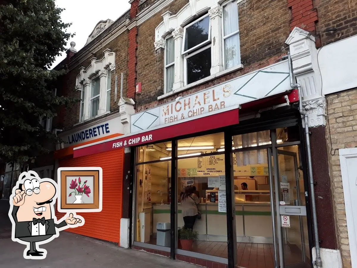 Exterior of Michaelโs Fish Bar, a traditional chippy in West London