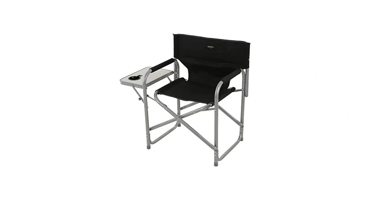 Black Regatta Director's chair with a light-coloured fold-out side table