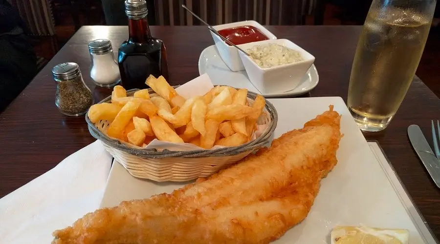 Large portion of haddock and chips from North Sea Fish Restaurant in King's Cross