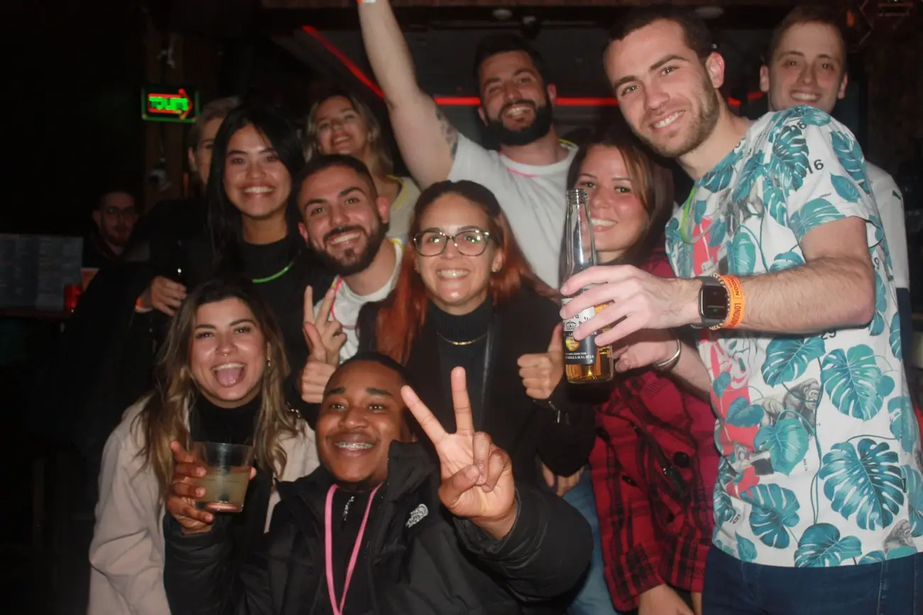 Group enjoying a lively bar crawl, a fun nightlife Thing to Do in Brighton