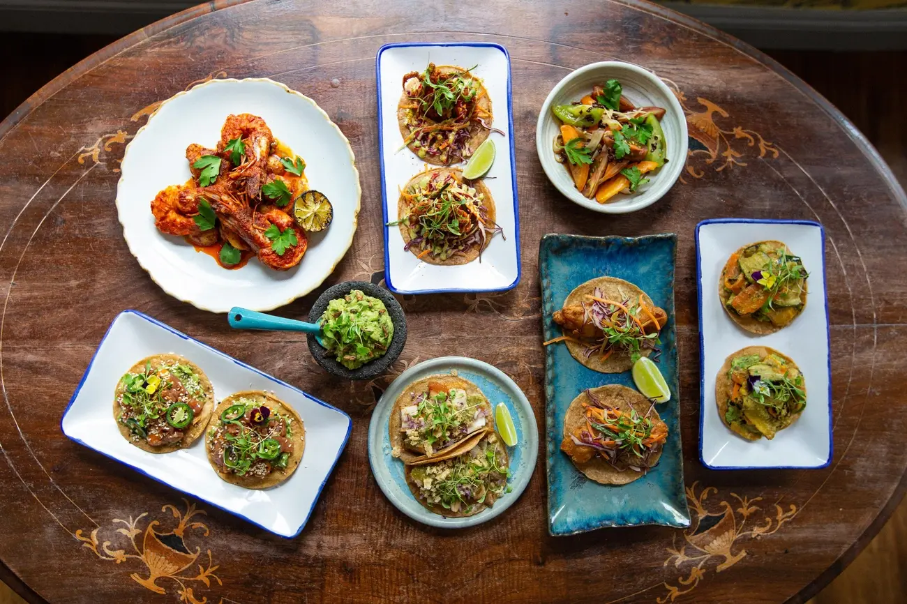 Vibrant spread of Mexican tacos and colourful margarita cocktails at Santo Remedio's brunch