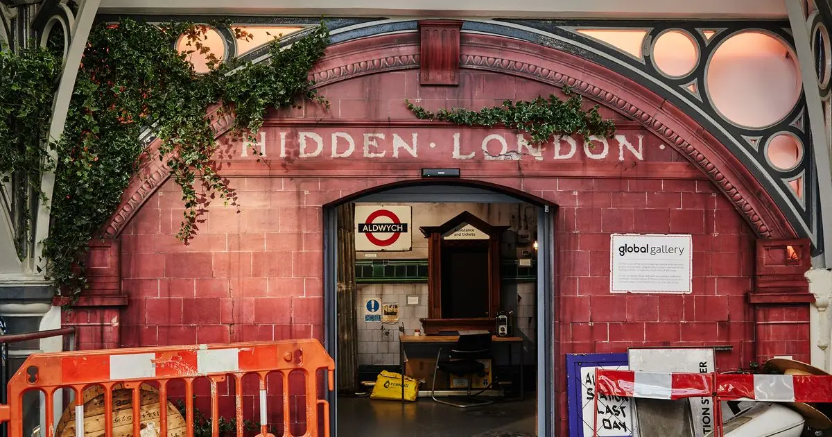 Tiled entrance archway to the 'Hidden London' exhibition or tour area