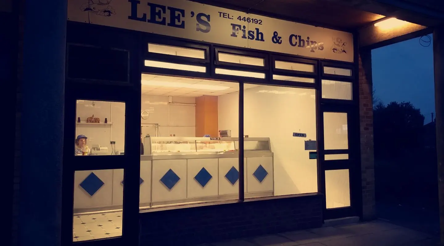 Storefront of Leeโs Fish & Chip Shop in South London