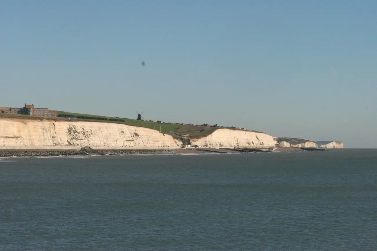 View of the white cliffs from the Undercliff Walk, a scenic Thing to Do in Brighton